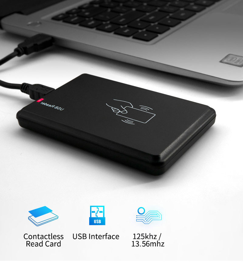 Leitor de cartão RFID USB sem contato para desktop para etiquetas de cartões de 125 kHz 2