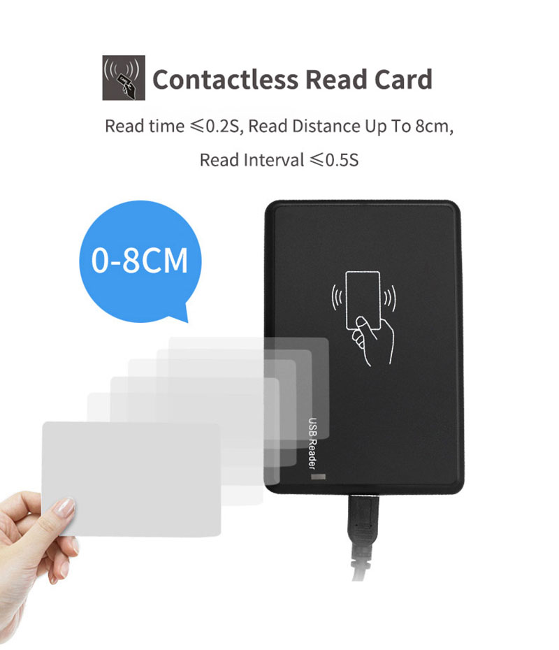 Leitor de cartão RFID USB sem contato para desktop para etiquetas de cartões de 125 kHz 4