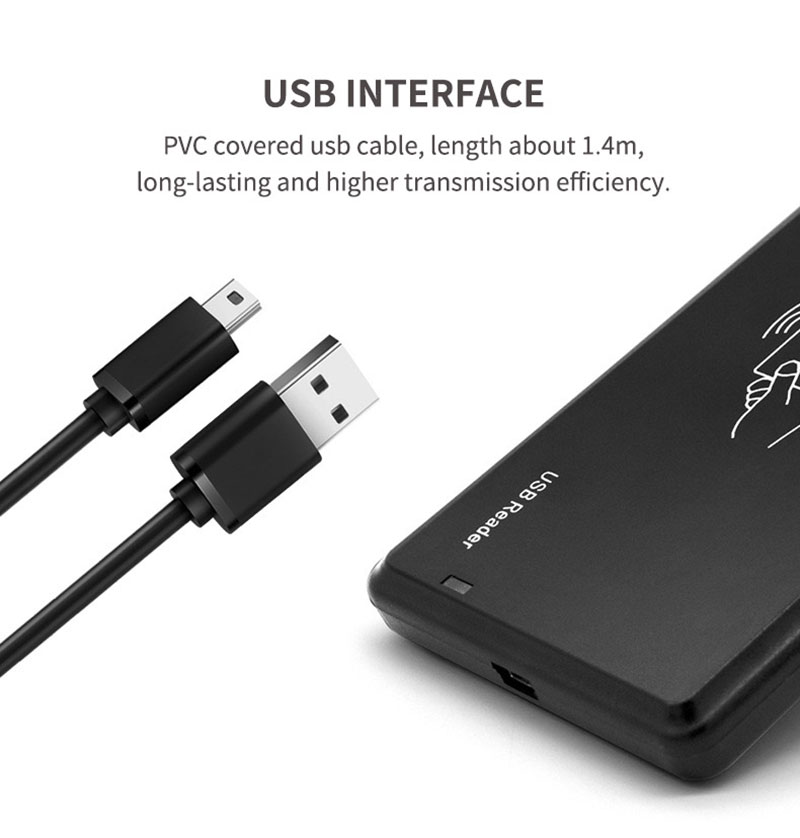 Leitor de cartão RFID USB sem contato para mesa para etiquetas de cartões de 125 kHz 7