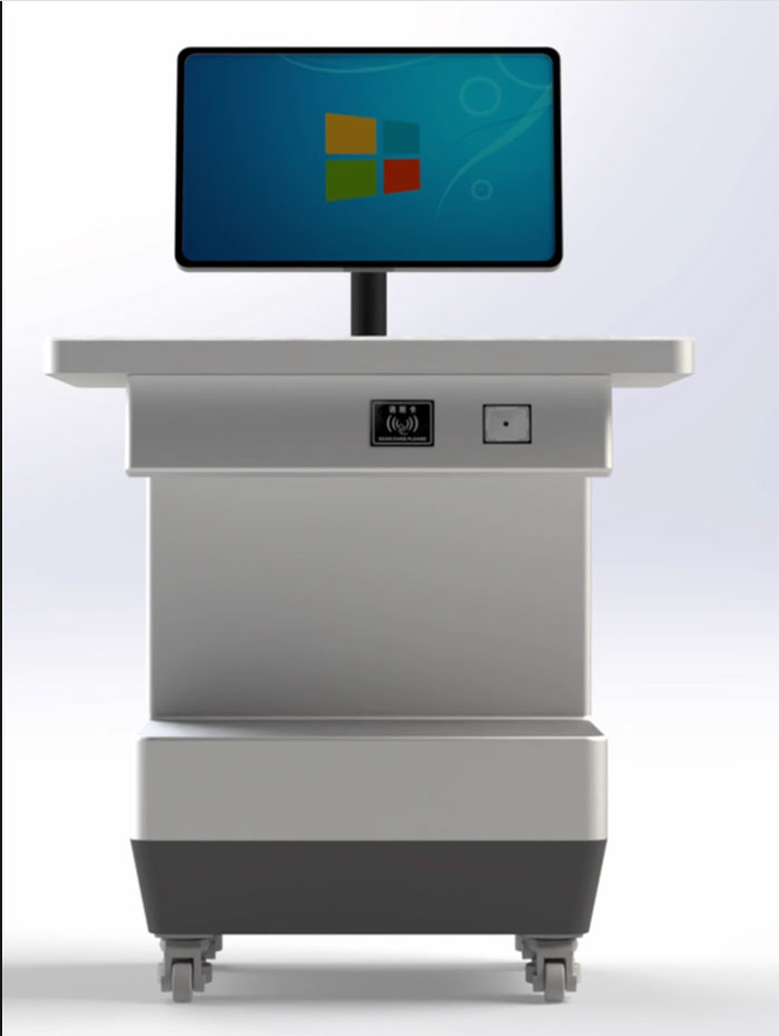 Estação de trabalho vertical RFID, máquina de empréstimo e devolução de autoatendimento, terminal de autoatendimento, plataforma de leitura e liquidação vertical UHF fabricante 4