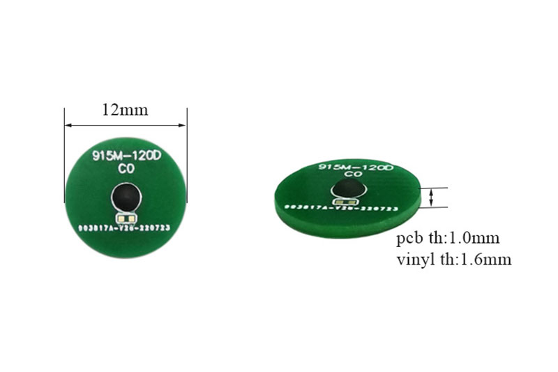 Material de PCB de etiqueta UHF resistente a altas temperaturas de 12 mm, protocolo de etiqueta eletrônica RFID ISO/IEC18000-6